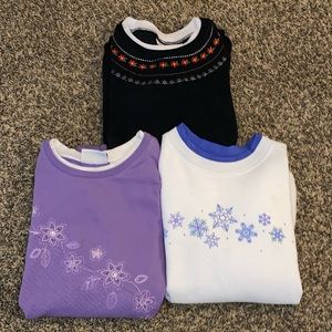 Bundle of 3 Vintage Crewnecks (Women’s black L, purple XL, white L)